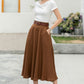 Brown A Line Midi Skirt for women 6047