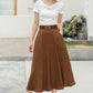 Brown A Line Midi Skirt for women 6047