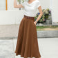 Brown A Line Midi Skirt for women 6047