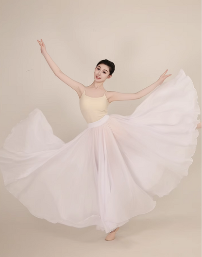 Summer long swing chiffon skirt women 6184-white