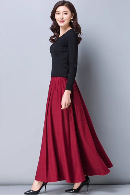Maxi spring womens linen skirt  4871