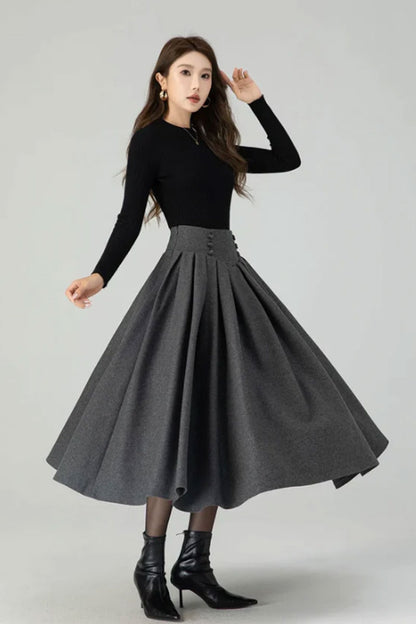 Wool skirt, Long Wool skirt, Wool midi skirt 4552