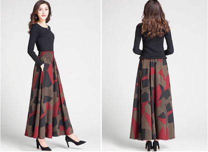 Pacthwork long spring skirt for women 4772