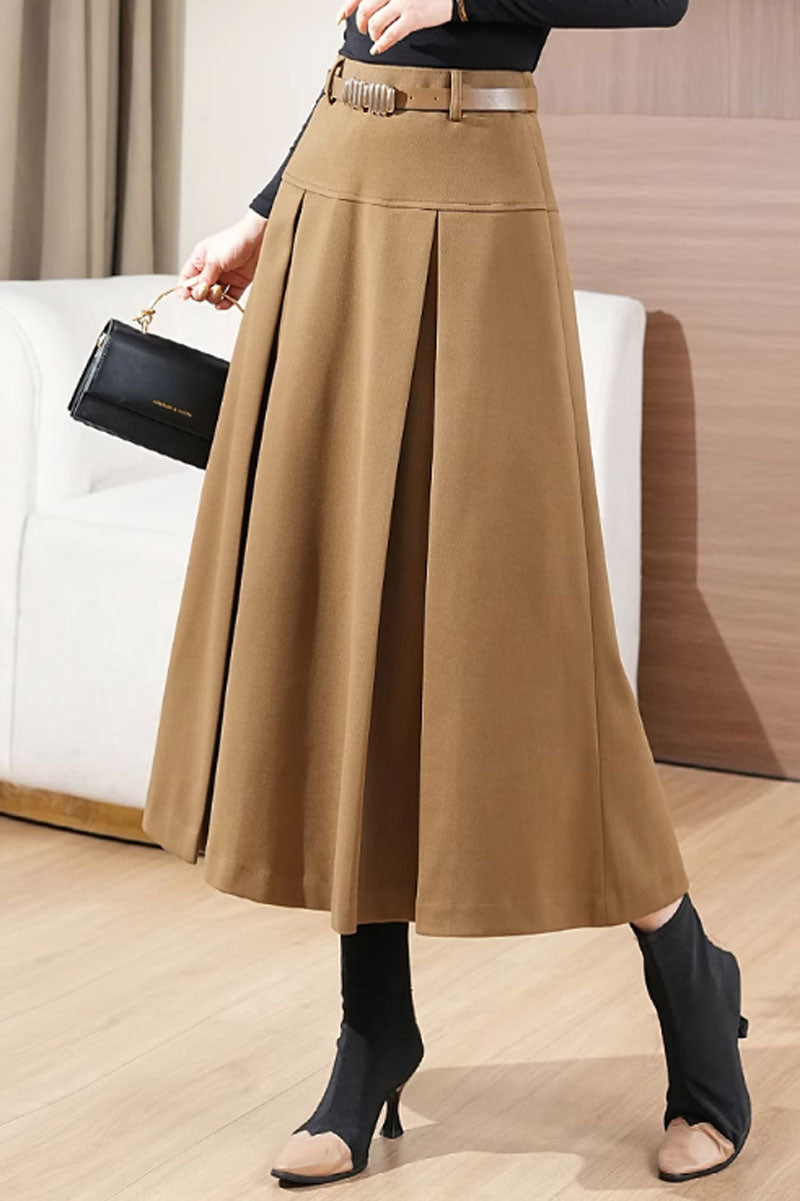 Winter wool skirt for women with pleating details 4756