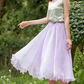 Elastic waist summer chiffon skirt 6187- light purple