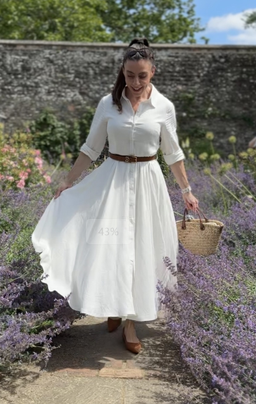 White Linen Button Front Dress for Women – Timeless Shirt Dress 6873