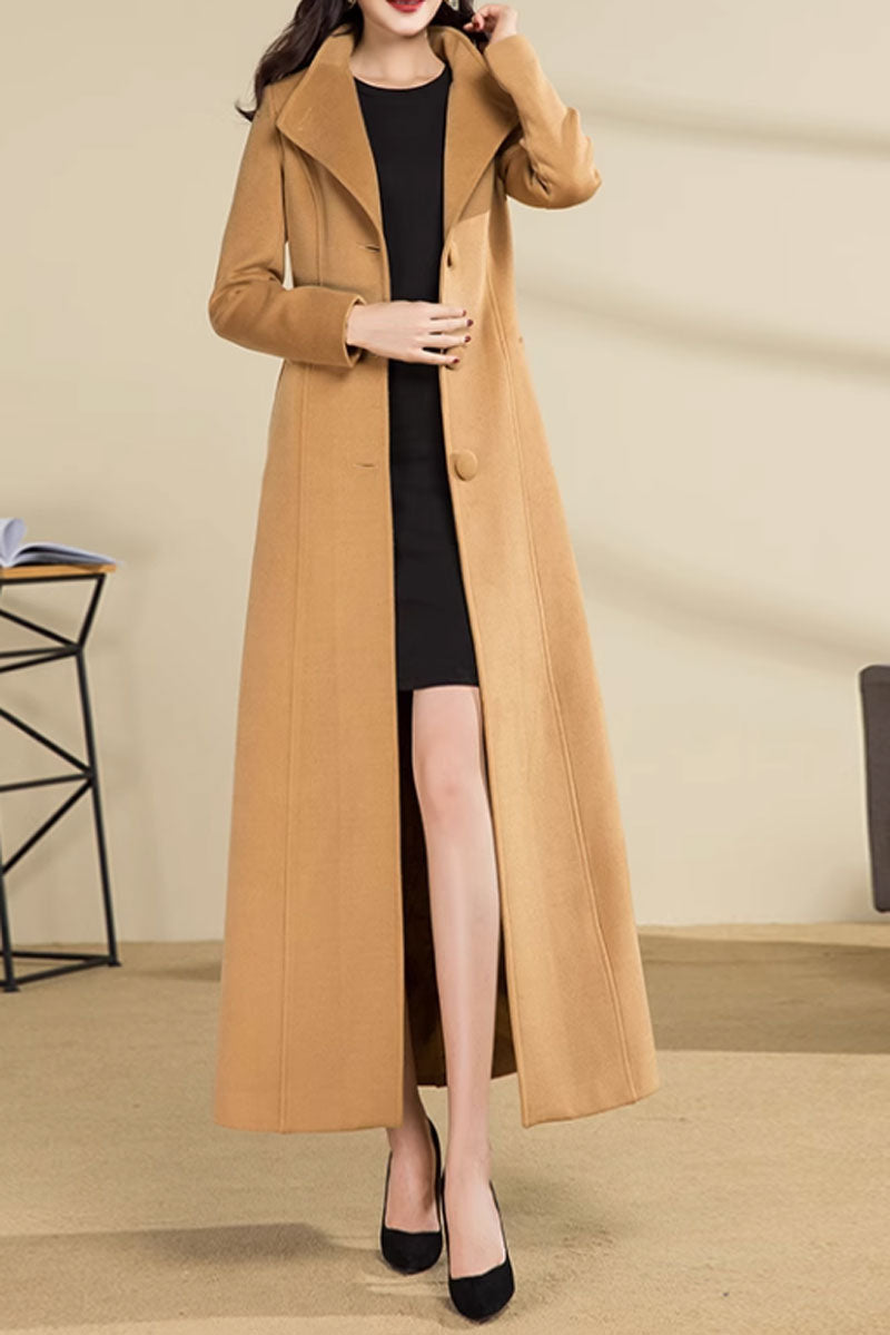 Asymmetrical winter wool coat, long wool coat 4589