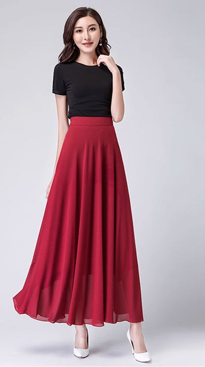 Chiffon Skirt with Lining – Elegant Blue A-Line | Xiaolizi 4457