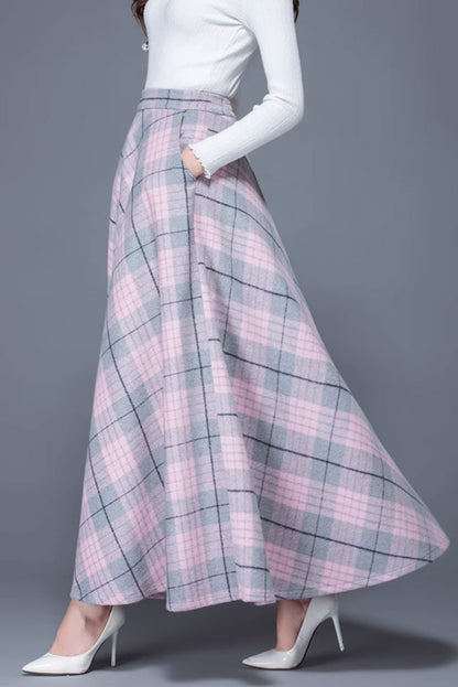 Maxi plaid warm winter skirt 4649