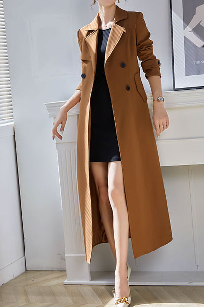 Spring maxi long trench coat women 4600