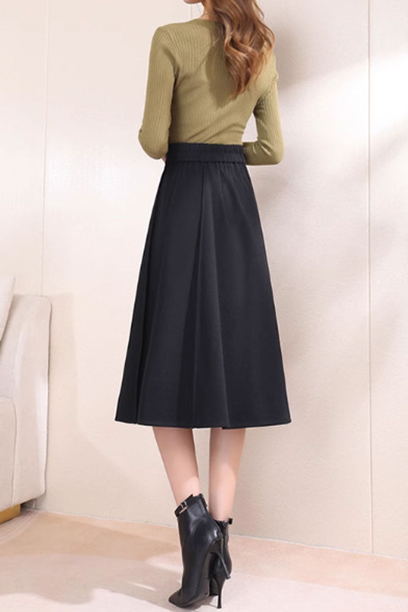 A line winter wool skirt for women 4750
