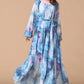 Floral chiffon dress, loose fitting beach dress 4463