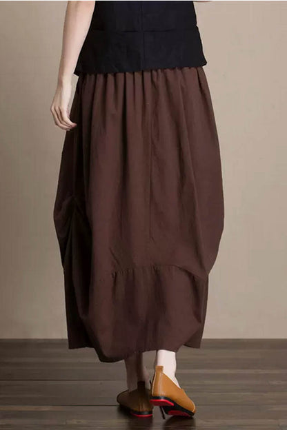Midi irregular womens summer linen skirt 4351