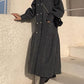 Dark gray double breasted long wool coat 4581