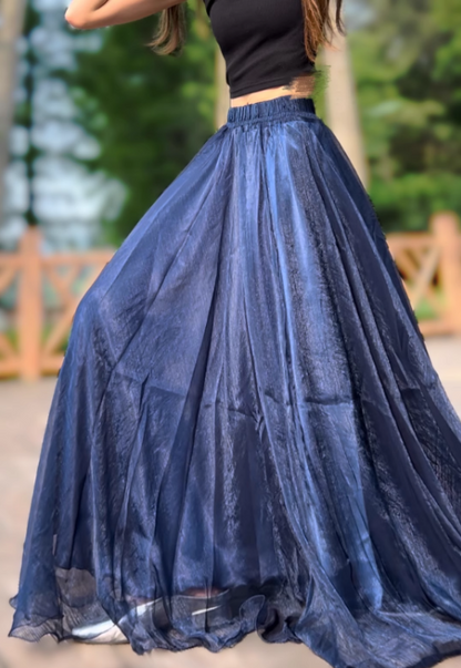 Summer swing long chiffon skirt women 6183- dark blue