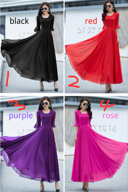 Women's Chiffon Dress, A Line Summer Chiffon Dress 2638