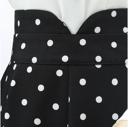 Prom black and white polka dot skirt women 4762