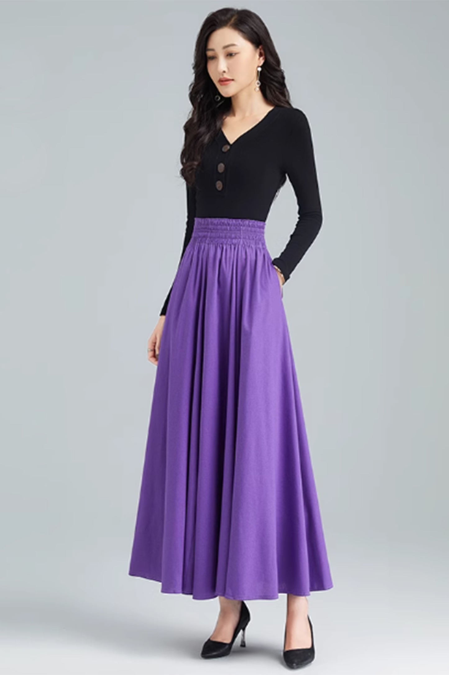 Maxi spring womens linen skirt  4871