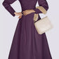 High waist prom wool dress women  4796