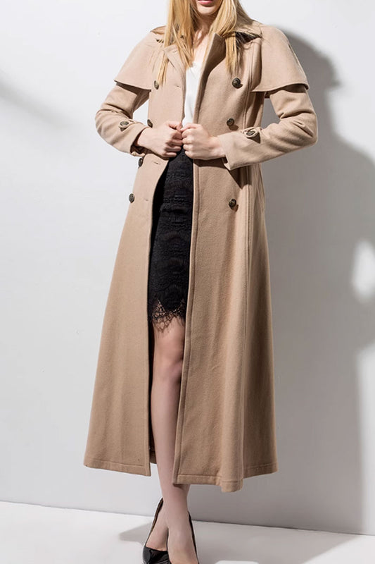Long double breasted winter wool cape coat 4715