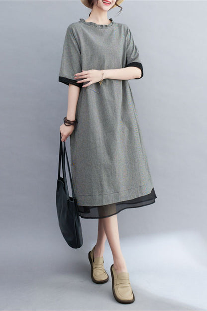 retro summer a line dress loose fitting 4319