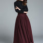Elegant burgundy maxi skirt with pleated detail