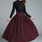 Handmade burgundy wool skirt for autumn and festive occasions