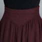 Burgundy Wool Maxi Skirt – Vintage High Waist Flared Winter Skirt 6319