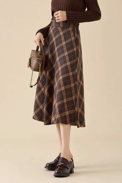 A line vintage midi winter wool skirt 4643