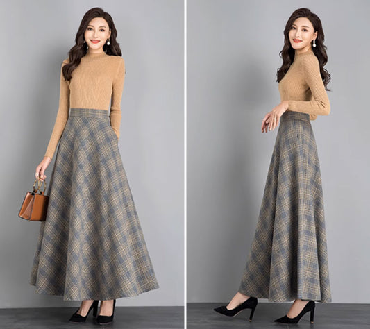 A line winter wool skirt with pockets 4640