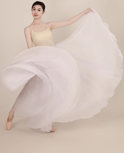 Summer long swing chiffon skirt women 6184-white