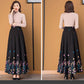 Black maxi Embroidered Wool Skirt 4769