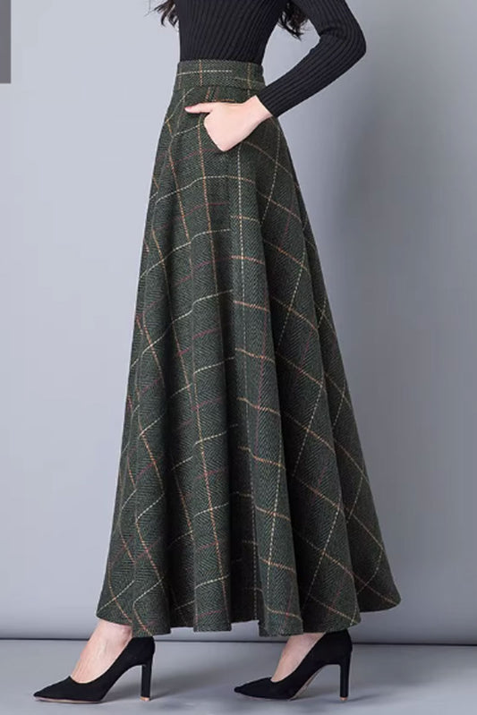 winter wool skirt women with pockets 4639-6