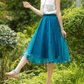 Midi elastic waist summer chiffon skirt 6187- blue