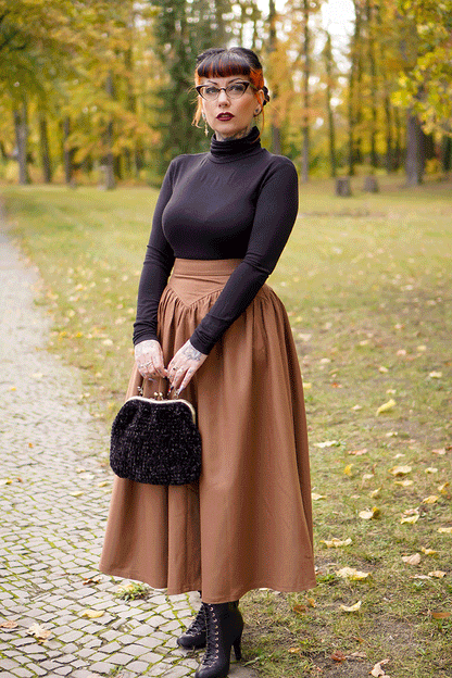 Brown Wool Maxi Skirt - Pleated High Waist Winter Essential 4719