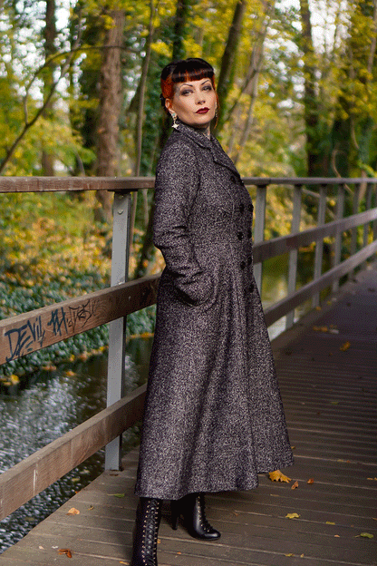 Classic Wool Blend Coat – Handmade Charcoal Gray Fit and Flare Winter Overcoat | Xiaolizi 4720
