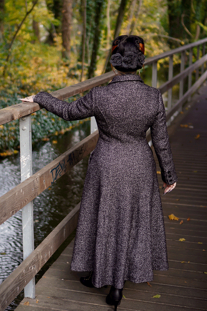 Classic Wool Blend Coat – Handmade Charcoal Gray Fit and Flare Winter Overcoat | Xiaolizi 4720