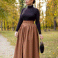 Womens maxi wool skirt for winter 4719#