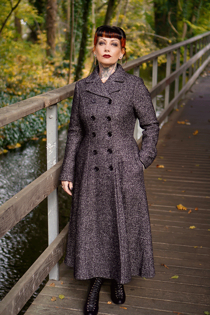 Classic Wool Blend Coat – Handmade Charcoal Gray Fit and Flare Winter Overcoat | Xiaolizi 4720