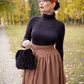 Womens maxi wool skirt for winter 4719#
