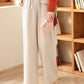 beige loose fitting linen pant 4309