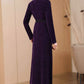 prom purple velvet long dress women 4788