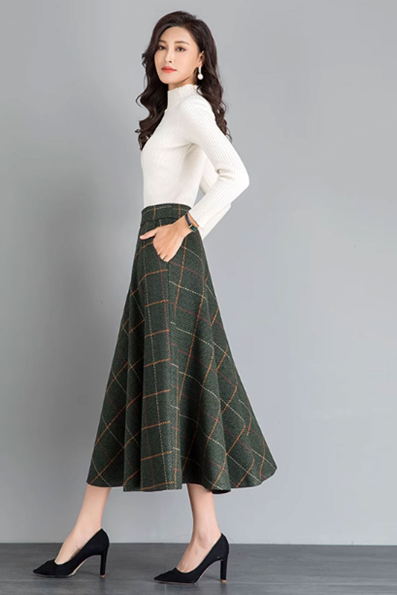 A line winter wool skirt for women 4641-2
