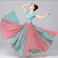 summer block color chiffon skirt women 4456
