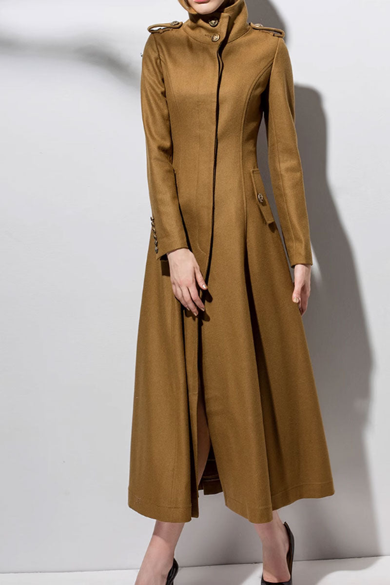 maxi fit and flare winter warm wool coat 4718