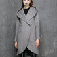 Gray Oversized Hood Wool Coat – Asymmetrical Winter Midi | Xiaolizi 1356