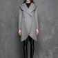Gray Oversized Hood Wool Coat – Asymmetrical Winter Midi | Xiaolizi 1356