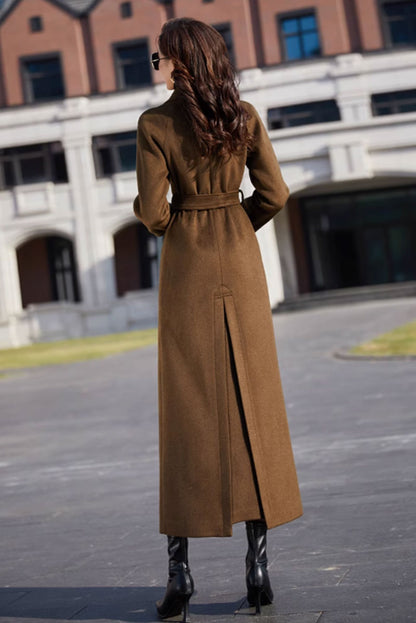 Maxi winter wool coat with belted waist 4703
