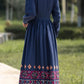 Blue vintage midi linen dress for women 4820