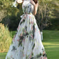 Floral sleeveless chiffon dress, summer vacation dress 4464
